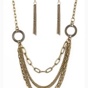Paparazzi Elegant Brass Chain Necklace Set